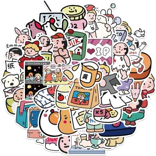 25/50PCS Oxygen Lab Mini Anime Diary Stickers Toys for Kid Stationery Scrapbook Mobile Phone Laptop Fun Cartoon Decal Stickers