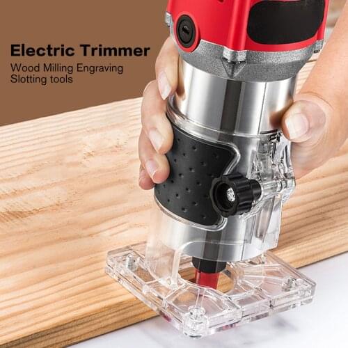800W Woodworking Electric Trimming Machine Wood Milling Engraving Slotting Machine Hand Carving Wood Router Flip Board