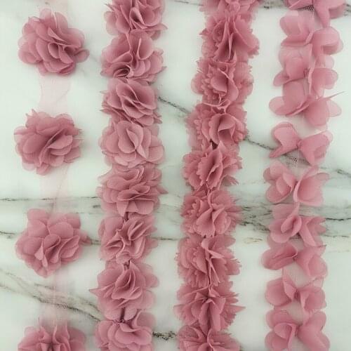 Pink Meat Chiffon Lace Fabric Decoration Flower Handmade DIY Gift Ribbon Handicraft Non-woven Fabric Bottom Lace 50mm Width