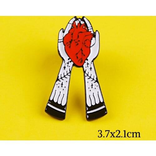 Punk Style Brooch Enamel Pin Skull Heart Hand Metal Badges On Clothes Icon Lapel Pin Bag Badge Gifts Brooches Stripe For Clothes