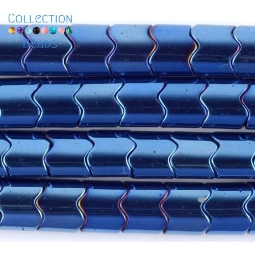 Natural Stone Blue Hematite Wavy Shape Spacer Loose Beads For DIY Jewelry Making Necklace Bracelet Accessories 15'' 8x8mm