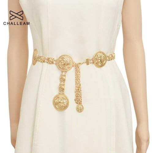 New fashion luxury designer brand chain belt for women Golden coin dolphins metal waist belts female Apparel accessories 106