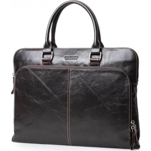 Suitable for 14 inch laptop bag European and American trendy leather briefcase