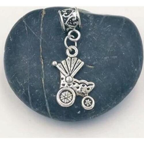 30Pcs Zinc Alloy Baby Carriage Charms Tibetan Silver Plated Pendant DIY Jewelry Accessories For Bracelet Necklace Making