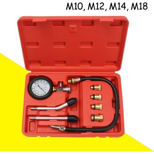 8 Pcs Pro Petrol Gas Engine Cylinder Compression Tester Gauge Kit Motor Auto With Case New