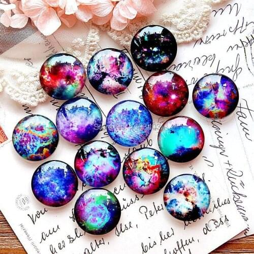 28pcs mixed 20mm 25mm 30mm Handmade Round Glass Beads Cabochon-Image Glass Cabochon-(Star bright )-(HPGC-MIXSS-B3)