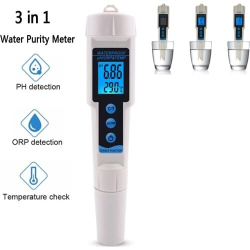 3 in 1 PH ORP Temp Meter Digital Water Quality Tester Waterproof Redox Potential Analyser Multi-parameter For Tap Drinking Water