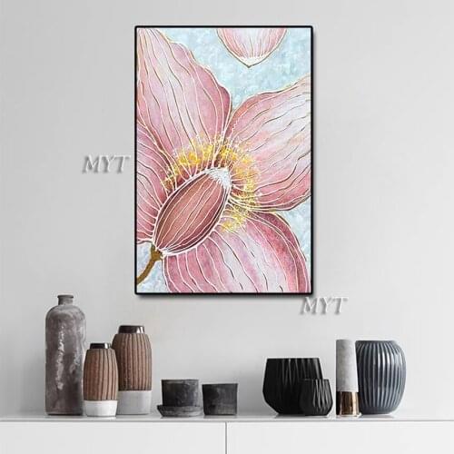 Unframe Art Lotus Leaf Design Hand Painted Large Size Pictures Decoracion Canvas Oil Painting Wall Art Decor For Living Room
