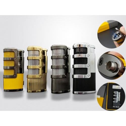 COHIBA Windproof Lighter Creative Metal Boutique Three-Fire Direct Injection Cigar Lighter Cigarette Accessories Men Gift
