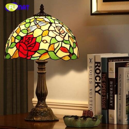 FUMAT Vintage Fashion Table Lamp European Style Lamps For Living Room Bedside Lights Creative Art Dimmer Tiffany Table Lights
