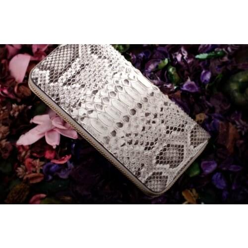 Top Quality 100% Genuine/Real python skin leather long size wallets and purse Men/Women zipper closure coin pocket card holder