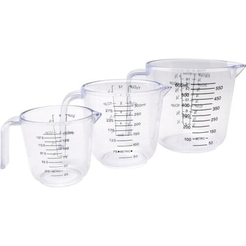 1pc 150/300/600ml Plastic Measuring Cup Clear Scale Show Transparent Mug Pour Spout Baking Kitchen Measuring Tools