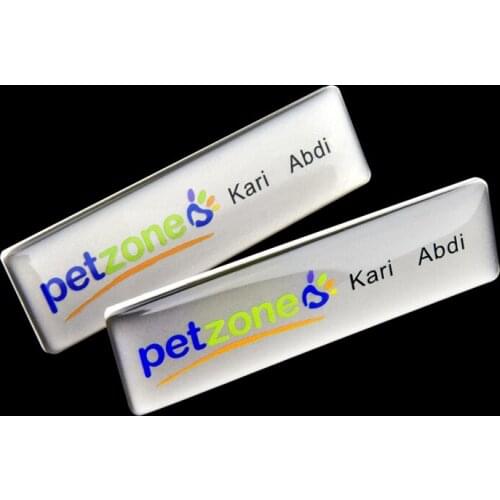 1pc custom staff name tag UV printing epoxy cover personal business ID badge holder with 7*2cm nameplate
