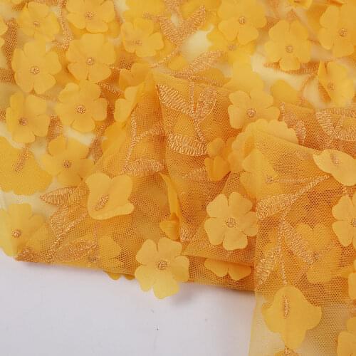 2meters/lot 130cm High-grade soft three-dimensional embroidery flower mesh lace fabric wedding dress stage dress designer fabric