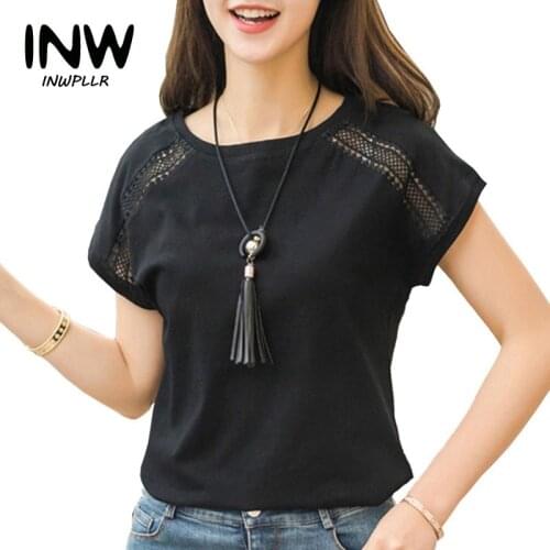 2018 Summer Tshirt Women Solid T-shirt For Women Cotton Tees Shirts Plus Size Female Tshirt Black Camiseta Femme Tops Tees