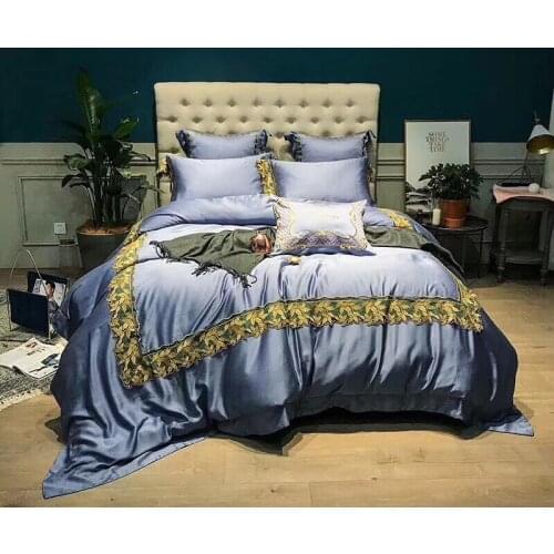 Spring and Summer 4/6pcs Bed 80S Austrian Tencel Four-piece Sleek Soft Bed Sheet Bed Cover Pillow Cover Bed