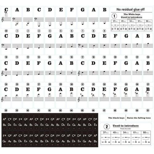88/61/54/49 Electronic Keyboard Piano Stave Transparent Note Sticker Notation Version & Sheet Music Piano Accessories