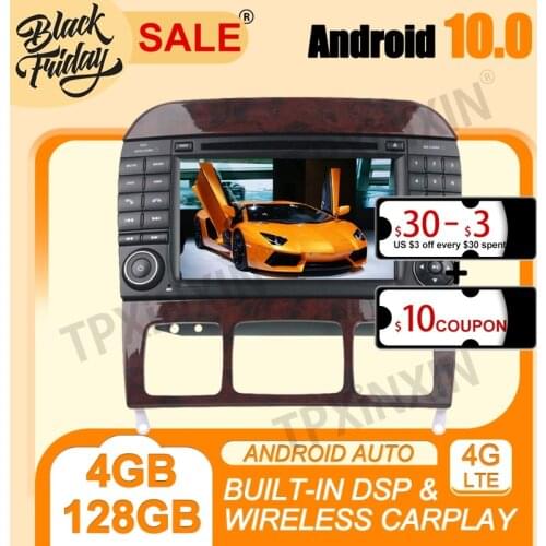4G+128G Android 10.0 For Benz S-Class W220/S280/S320/S350 /S400/S500 Multimedia Player Stereo Tape Recorder GPS Navi Head Unit