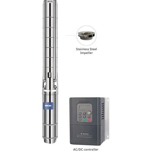 4KW 6 inch Stainless Steel Impeller 77m Head Solar Deep Well Submersible Water Pump