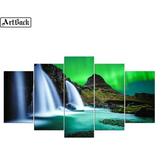 5 spell diamond painting waterfall landscape sticker full square drill 3d diamond mosaic cross stitch art home decoration