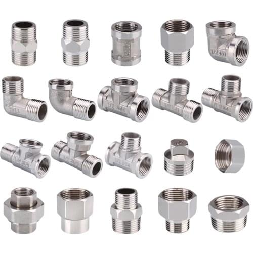 7@# 1/2" 3/4"kitchen Female Male Thread Tee Convenient Stainless Steel Elbow Butt Joint Adapter Adapter Coupler Plumbing Fitting