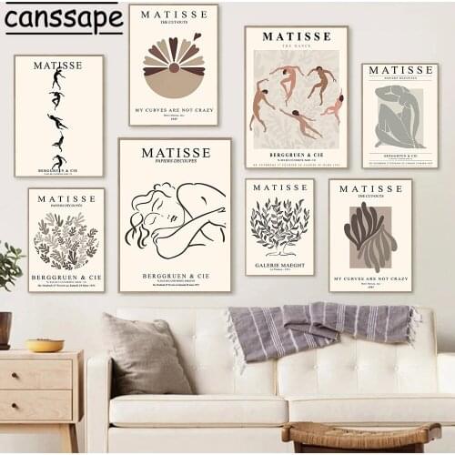 Abstract Canvas Poster Female Nude Print Coral Painting Matisse Art Posters Vintage Prints Nordic Wall Pictures Bedroom Decor