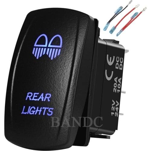 REAR LIGHTS Rocker Switch，Laser-Etched 5P On-Off SPST Led Lights Button for Car Boat ARB NARVA，Car Accessories，Jumper Wires