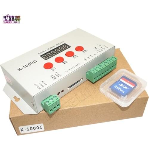Free shipping DC5V-24V K-1000C controller (T-1000S Updated)WS2812B,WS2811,APA102,SK6812,2801 LED 2048 Pixels Program Controller