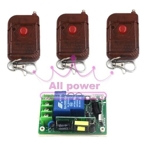 Wireless wall power remote switch 250V 1ch,Best Price rf Switch System Receiver & 3pcs 1 Keys Remote controller 315mhz/433mhz