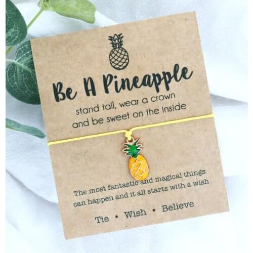 Be A Pineapple Pineapple Wish Bracelet Pineapple Pendant Rope Chain Bracelet for Women Men Friendship Girlfriends Jewelry Gift