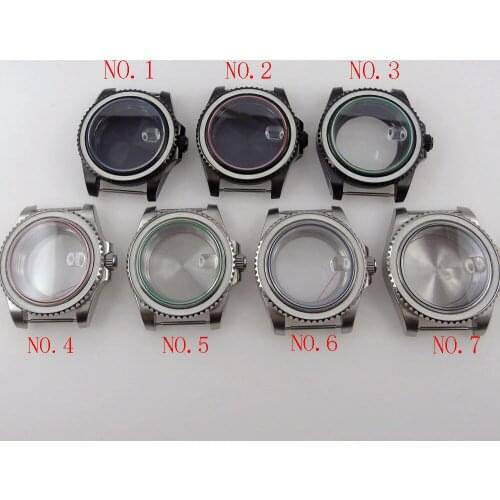 For NH35A NH36A MIYOTA 82 ETA DG Movement 40mm Stainless Steel Black PVD Sub Watch Case Colorful Chapter Ring Sapphire Glass