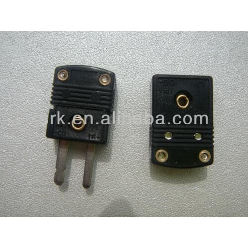 Black Color Flat pin Male and Female Mini J type Thermocouple Connector
