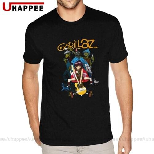 Cheap Custom Gorillaz Rock Band Shirts Men Make Your Own Short Sleeve Premium Cotton O-neck Shirts
