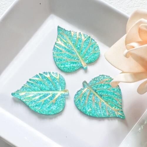 DIY 5pcs Plating AB leaves 28*32mm Epoxy resin flatback crystal Handmake home decor craft