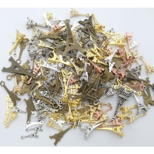 Hot sale metal Iron tower mixed charm pendant antique bronze bracelet necklace handmade jewelry making wholesale DIY accessories