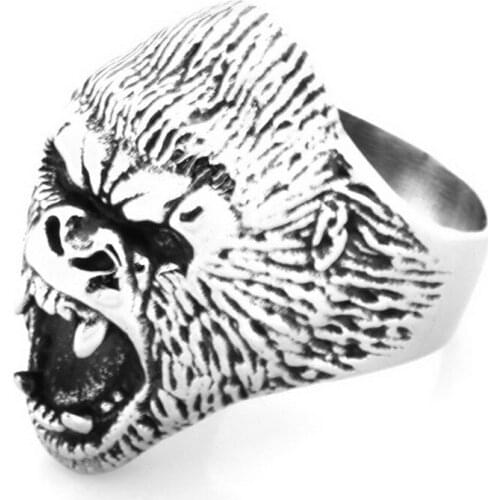 Stainless steel King Kong head ring fashion accessories film and television King Kong ring men and women punk ring jewelry