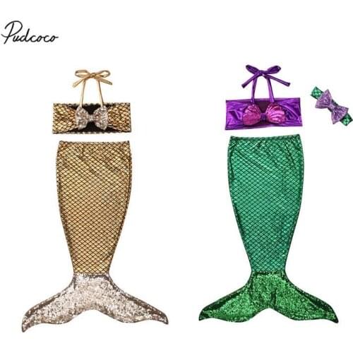 Newborn Toddler Fish Tail Baby Girls Swimwear Mermaid Swimsuit Bathing Suit Beachwear Summer Outfit Clothes Costume 6M-7Y