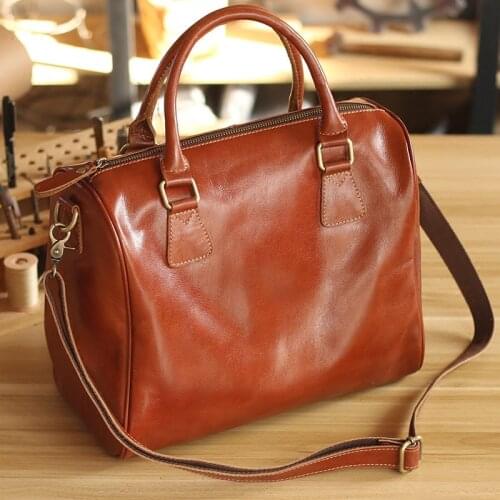 Fashion luxury natural real leather ladies pillow Boston handbag simple casual weekend party shoulder messenger bag all-match