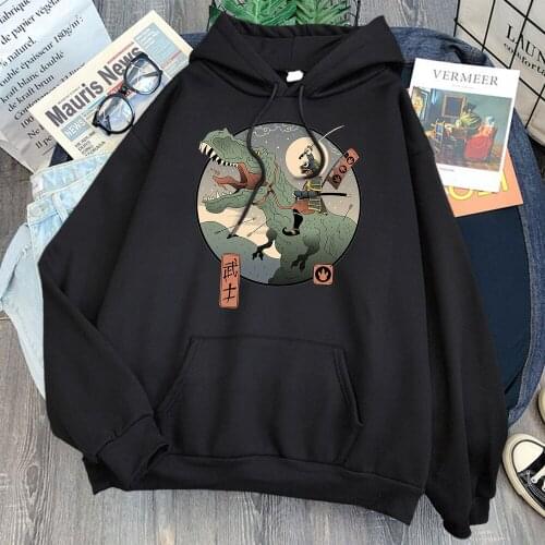 Jurassic Samurai Japan Anime Man Hoodie Pocket Loose Fleece Hooded Streetwear Mens Comfortable Fashion Hoody Anime Punk Hoodies
