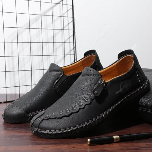 Men Fashion Casual Shoes Comfortable Split Leather Loafers Moccasins Plus Size Slip on Formal Moccasins Male Driving Shoes