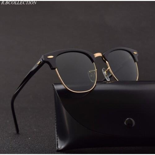 Glass Lens Acetate Half Frame Man Sunglasses Retro Brand Design Elegant Eyewear Square Rays Driving Eyewear Male Sun Glasses