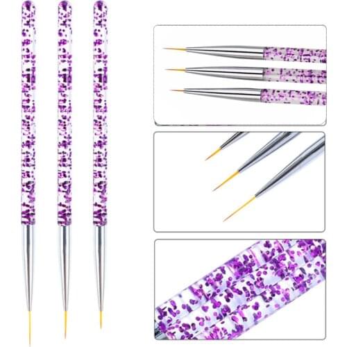 3pcs Nail Art Liner Painting Pen a set of brushes for manicure 3D Tips Drawing Flower Line Grid French Design nail accessories