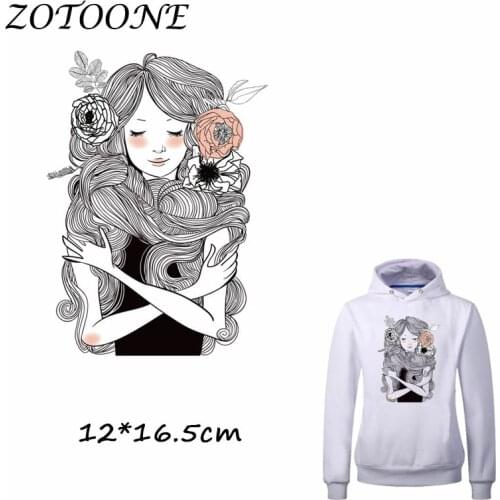 ZOTOONE Patches for Clothing Beauty Flower Heat Transfer DIY Accessory Decoration Iron on Patch Beaded Applique Clothes T Shirt