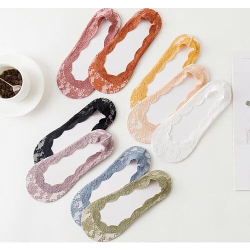 1Pair Invisible Anti-Slip Ankle Socks Lace Socks Women Short Sock Flower Fashion Cotton No Show