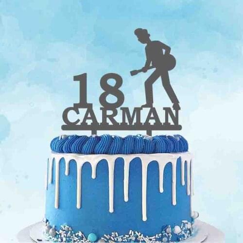 Personalized Guitarist Birthday Cake Topper Custom Name Age Man Playing Guitar For Birthday Party Cake Decoration Topper