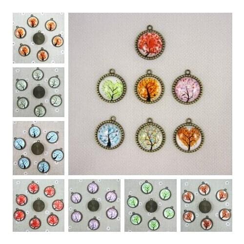 New 30mm mix models Antique Bronze Plated Tree Charms Zinc Alloy Pendant Tree Of Life Jewelry Making Pendants Free Shipping