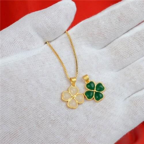 Simple and fashionable copper plated clavicle lucky four-leaf clover pendant necklace sweet fashion female jewelry