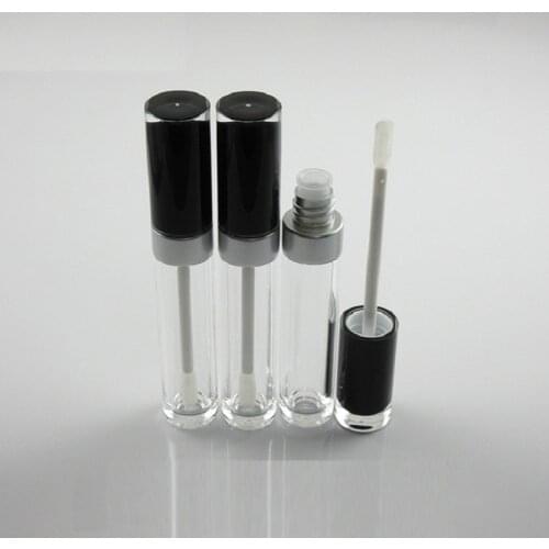 Empty 8 ML Lip Gloss Tubes Round Clear Eyelash Growth Liquid Tube Cosmetic Container Makeup Lipgloss Packaging with Black Cap