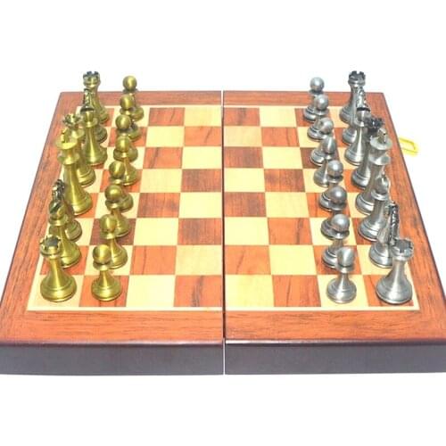 Luxury Gift Design Chess Board Wood Metal Table Large Pieces Chess Game Set Adult Accessories Juego De Mesa Family Games DL60XQ