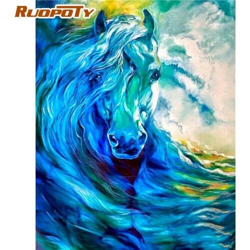 RUOPOTY Colorful Horse Oil Painting By Numbers Kits For Adults Children Unique Diy Gift Framed Acrylic Color Paint On Canvas Wal